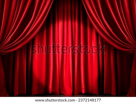 Theater stage with maroon red curtain with spotlight. Art performance background.