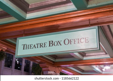 Theater Vintage Wooden Ceiling With Box Office Sign