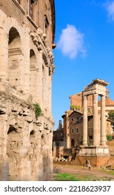 The Theatre Of Marcellus (Teatro Marcello)in Italy, The Largest Open-air Theatre In Ancient Rome. On The Right The Ruins Of Temple Of Apollo Sosianus.