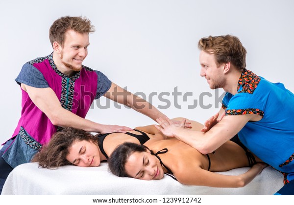 Erotic young woman massage