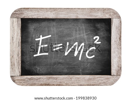 Theory of relativity by Albert Einstein on blackboard 