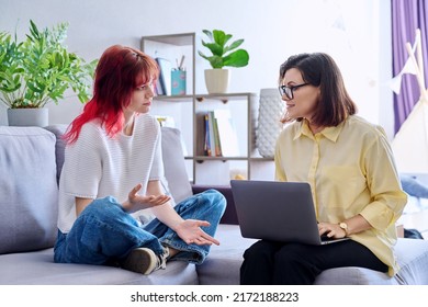 Therapy Session For Teenage Girl, Psychologist And Patient Together In Office