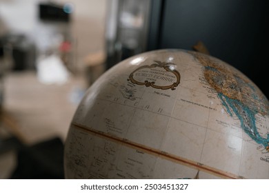 there is a close up of a globe on a table