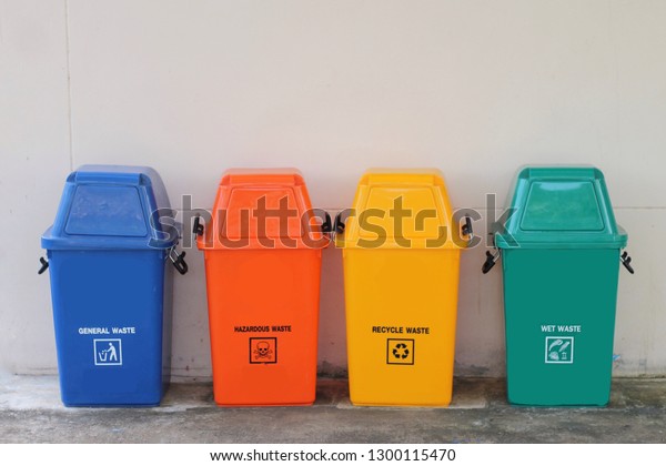 There Colorful Bin Such Yellow Recycle Stock Photo (Edit Now) 1300115470