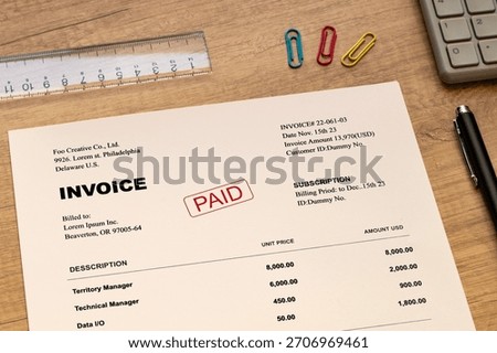 There is a document with the word INVOICE. It is as an eye-catching image.