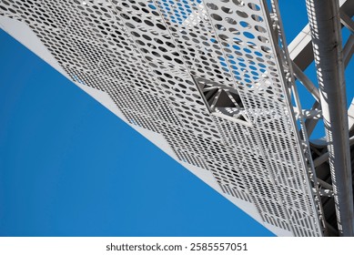 There is a huge structure with geometric patterns.