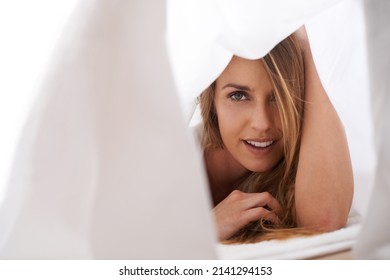 There Might Be Room For One More.... Portrait Of A Beautiful Young Woman Lying In Her Bed.