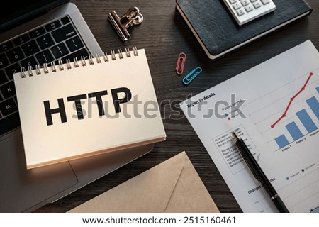 There is notebook with the word HTTP. It is as an eye-catching image.