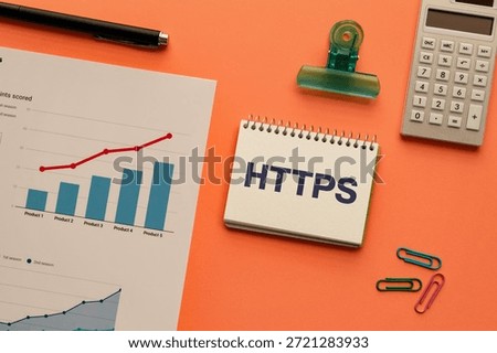 There is notebook with the word HTTPS. It is an abbreviation for Hypertext Transfer Protocol Secure as eye-catching image.