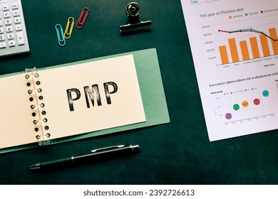 There is notebook with the word PMP. It is an abbreviation for Project Management Professional as eye-catching image.