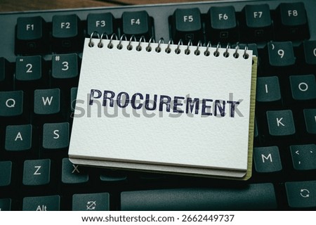 There is notebook with the word Procurement. It is as an eye-catching image.
