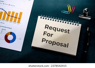 There is notebook with the word Request For Proposal. It is as an eye-catching image.
