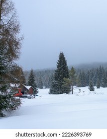 There Is A Red Snow Blower In The Valley