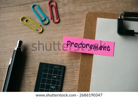 There is sticky note with the word Procurement. It is as an eye-catching image.