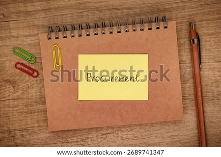 There is sticky note with the word Procurement. It is as an eye-catching image.
