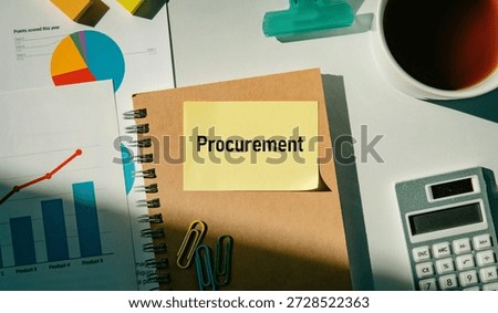 There is sticky note with the word Procurement. It is as an eye-catching image.