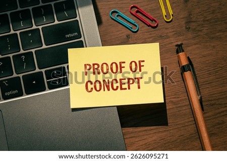 There is sticky note with the word Proof of Concept. It is as an eye-catching image.