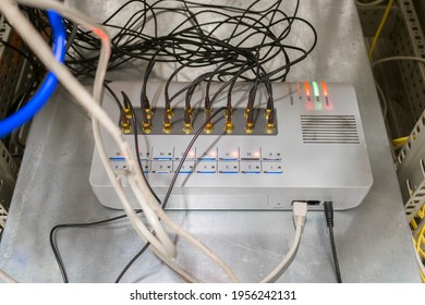 There Is A Telephone Gsm Gateway For Office Telephony In The Server Room. A Device For Routing Voice Streams In The Internet Connection.