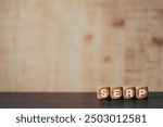 There is wood cube with the word SERP. It is an abbreviation for Search Engine Result Page as eye-catching image.