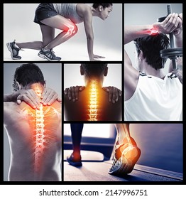 Theres risk of injury in every sport. Composite image of sports injuries. - Shutterstock ID 2147996751