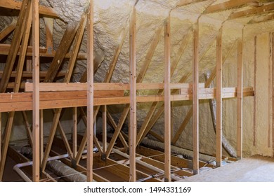 Thermal And Hidro Insulation Inside Wall Insulation In Wooden House, Building Under Construction