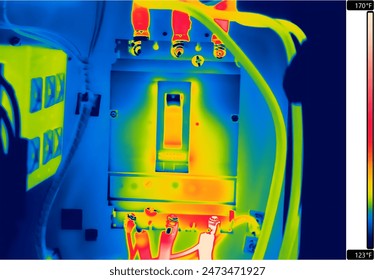 thermal image of industrial equipment in oil and gas and mining and cement industry with close up shoot