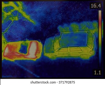 Thermal Imaging Of Cars Night Vision Infrared Image