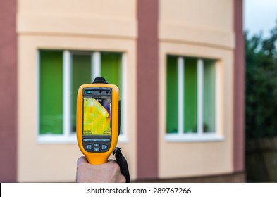 Thermal Imaging Inspection Of House With Thermovisor