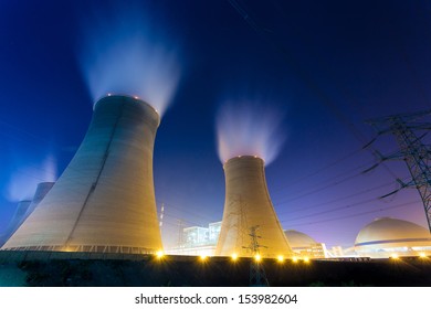 Thermal power plant at night