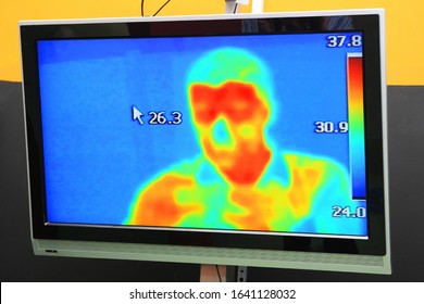 Thermographic Camera Monitoring Pandemic Covid-19 Of Coronavirus Sars-CoV-2