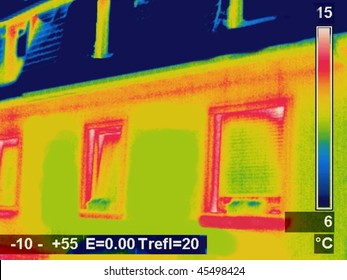 Thermographic picture of a house