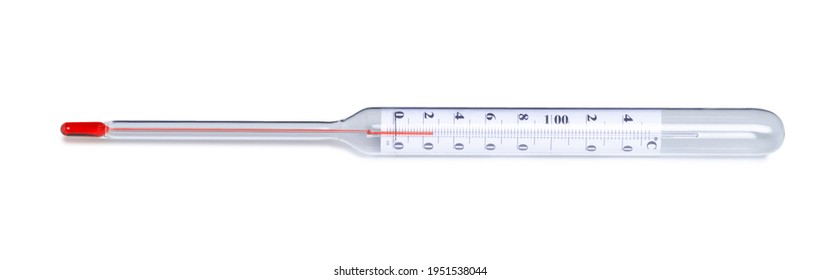 Thermometer for liquids on white background isolation