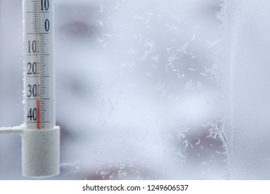 thermometer shows a negative temperature