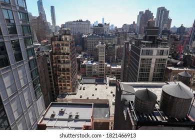 These are photos from a rooftop in Manhattan. 