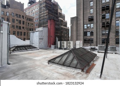 These are photos of a rooftop in Manhattan.