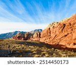 These striking desert rocks in the Red Rock Canyon National Conservation Area just outside Las Vegas, Nevada were captured here on this beautiful summer day.