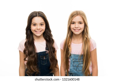 These Stunning Looks. Cute Little Girls Wearing New Hairstyle. Adorable Small Girls With Long Hairstyle. Beauty And Hair Salon. Kids Hair Care And Grooming. Natural Hair Styling And Dressing.