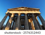 Theseum or temple of hephaistos view during sunset hours taken in ancient agora of athens in greece