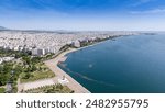 Thessaloniki city in Greece. Aerial view of White Tower in Thessaloniki, Greece