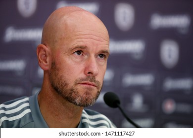 Thessaloniki, Greece - August 5, 2019. Ajax AFC Coach Erik Ten Hag During A Press Conference.