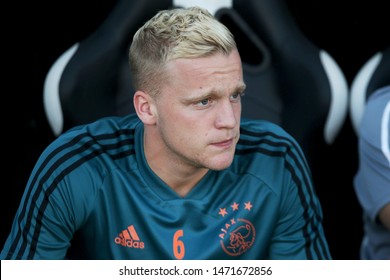 Thessaloniki, Greece - August 5, 2019. Ajax AFC Attacking Midfield Donny van de Beek during a training session before a Champions League match with PAOK FC.