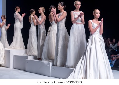 Thessaloniki, Greece, January 16 2016: A Model Walks The Runway During Fashion Show 14th Expo Wedding.