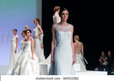 Thessaloniki, Greece, January 16 2016: A Model Walks The Runway During Fashion Show 14th Expo Wedding.