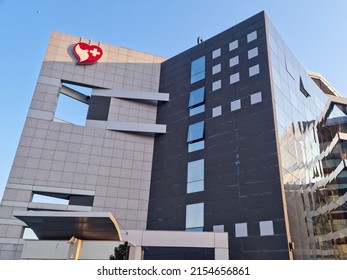 Thessaloniki, Greece - May 10 2022: Interbalkan Medical Center Exterior. Day View Of The Facade Of Iatriko Diavalkaniko Kentro, A Private General Hospital, The Biggest In Southeastern Europe.