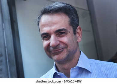 Thessaloniki, Greece - May 24, 2019. Kyriakos Mitsotakis, Leader Of The New Democracy Party During A Pre-election Speech.