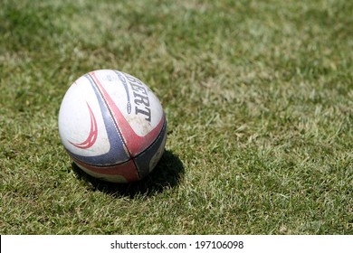 THESSALONIKI, GREECE- MAY 31, 2014: Shot Of The Match Ball During The European Rugby Championship Thessaloniki 2014, Greece