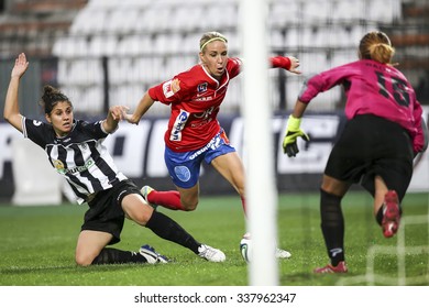 Thessaloniki, Greece, Oct  7, 2015: Some Players In Action During  The UEFA Womens Champions League Game Between Paok Vs Orebro DFF , Played At Toumba Stadium