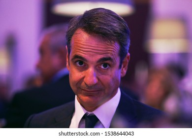 Thessaloniki, Greece - October 22, 2019. Greek Prime Minister Kyriakos Mitsotakis During An Official Dinner.