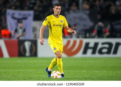 Thessaloniki, Greece - Sept 20, 2018: Player Of Chelsea Andreas Christensen In Action During The UEFA Europa League Between PAOK Vs FC Chelsea Played At Toumba Stadium