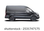 Thessaloniki-Greece - 29 July 2020 - Ford Transit with black color side view isolated on white background	